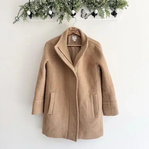 J. Crew Brown City Coat Asymmetrical Zip 4P - Picture 1 of 5